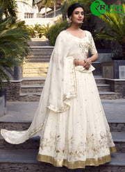 New Designer Off White Color Sequins and Thread Embroidery Work Lehenga Choli